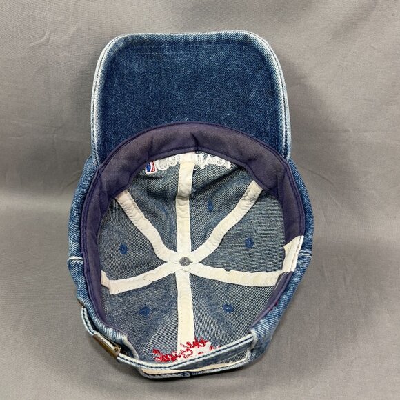 Carnival Cruise Line Strapback Hat Cap Blue Denim Souvenir Distressed Dad Mens - Picture 13 of 14